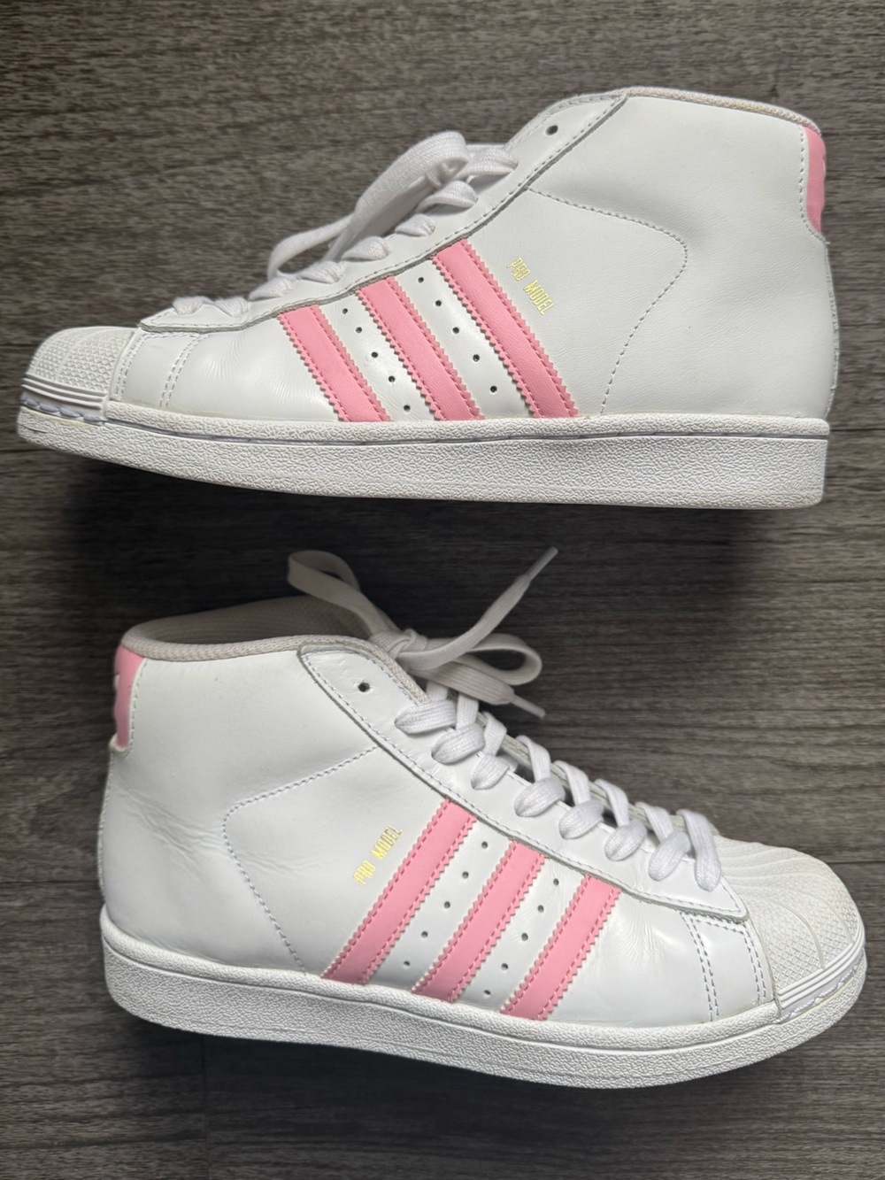 adidas White Sneakers with Pink Stripes - Women's High-Top